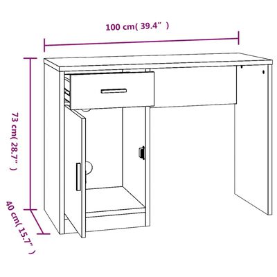 vidaXL Secretária + gaveta/armário 100x40x73cm derivados madeira preto
