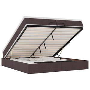 vidaXL Estrutura de cama otomana com colch&otilde;es tecido castanho escuro