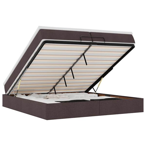vidaXL Estrutura de cama otomana com colch&otilde;es tecido castanho escuro