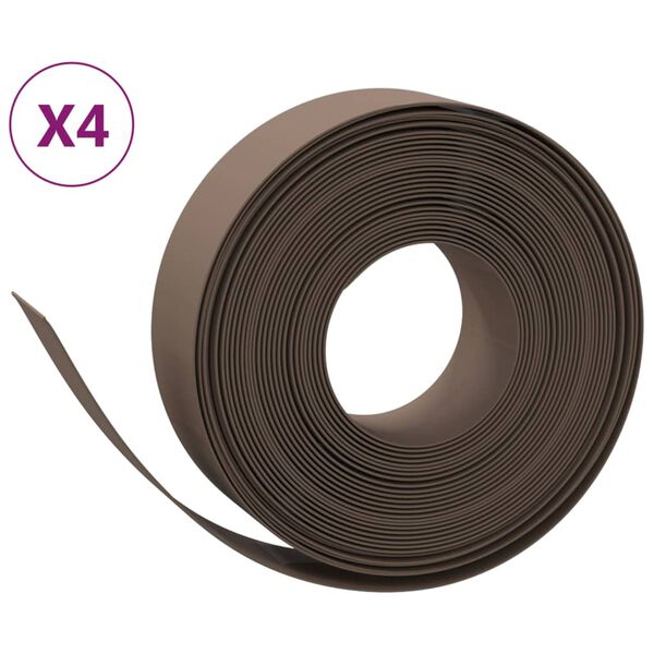 vidaXL Bordas de jardim 4 pcs 10 m 15 cm polietileno castanho