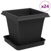 vidaXL Vasos de Plantas 24 unid. Preto Pl&aacute;stico