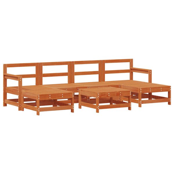 vidaXL Conjunto de Lounge de Jardim 7 pcs Castanho Cera