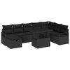 vidaXL Conjunto de Sof&aacute; de Jardim 9 pcs Preto Rattan Sint&eacute;tico