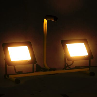 vidaXL Projetor c/ iluminação LED e pega 2x50 W branco quente
