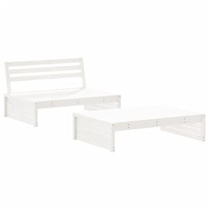 vidaXL 2 pcs conjunto lounge de jardim madeira de pinho maci&ccedil;a branco