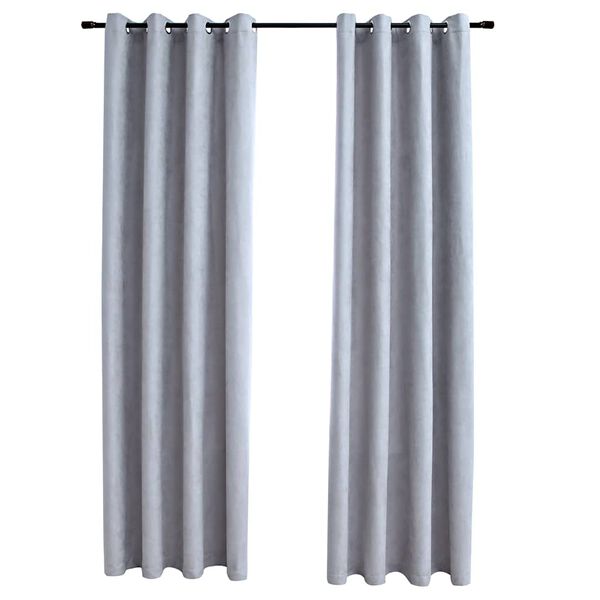 vidaXL Cortinas blackout c/ argolas em metal 2 pcs 140x225 cm cinzento