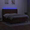 vidaXL Cama box spring c/ colch&atilde;o/LED 180x200cm tecido castanho-escuro