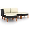 vidaXL 4 pcs conjunto lounge de jardim c/ almofad&otilde;es vime PE preto