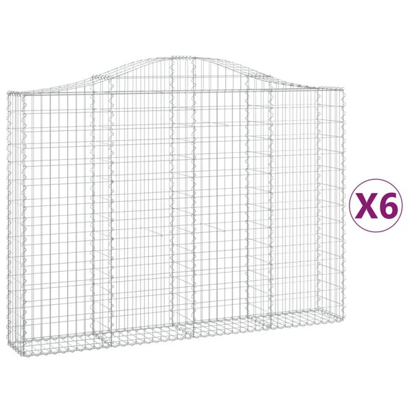 vidaXL Cestos gabião arqueados 6pcs 200x30x140/160cm ferro galvanizado