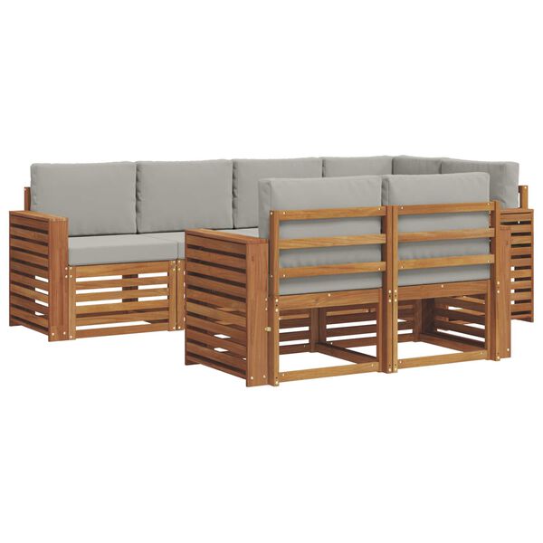 vidaXL Conjunto de Sof&aacute; Sectional 7 pcs Cinza Natural e Claro