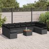vidaXL Conjunto de Sof&aacute; de Jardim com almofada 11 pcs Preto vime PE