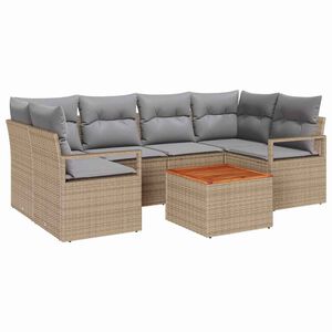 vidaXL Conjunto de Sof&aacute; de Jardim 7 unid. Bege vime PE