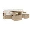 vidaXL 6 pcs conjunto de sof&aacute;s p/ jardim com almofad&otilde;es vime PE bege