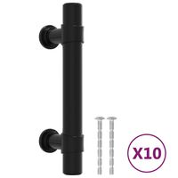 vidaXL Puxadores para móveis 10 pcs 64 mm aço inoxidável preto