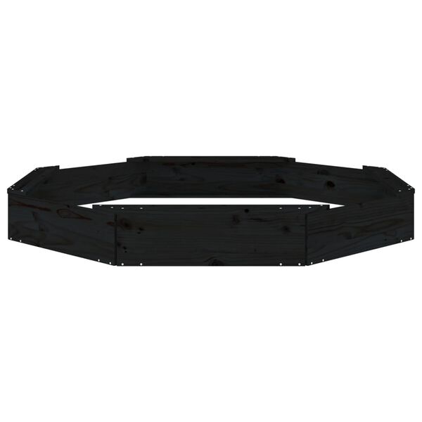 vidaXL Caixa de areia octogonal com assentos pinho maci&ccedil;o preto