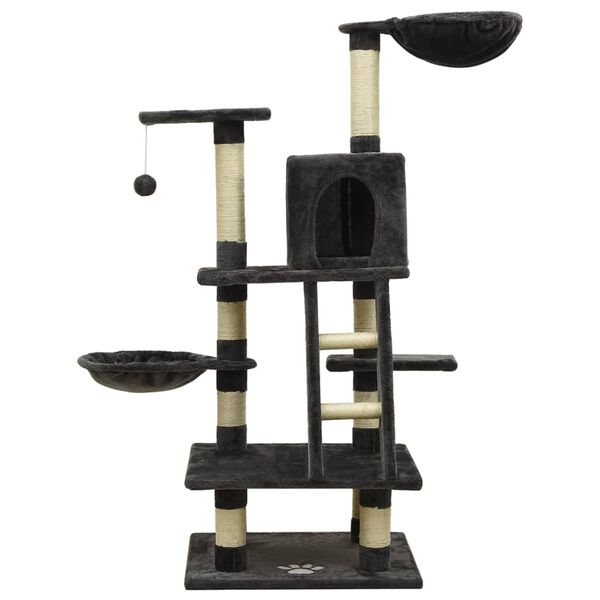 vidaXL &Aacute;rvore p/ gatos c/ postes arranhadores sisal 122cm cinza-escuro