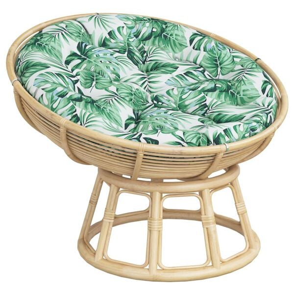 vidaXL Almofad&atilde;o redondo &Oslash; 100 x11 cm tecido oxford padr&atilde;o folhas