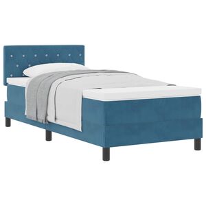 vidaXL Cama Box com colch&atilde;o Azul Escuro 90 x 200 cm Veludo