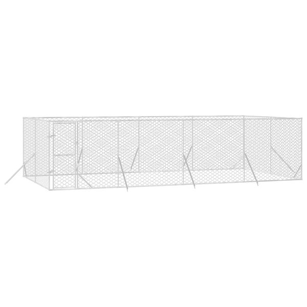 vidaXL Canil de exterior 8x4x2 m a&ccedil;o galvanizado prateado