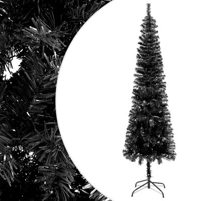 vidaXL Árvore de Natal pré-iluminada fina 210 cm preto
