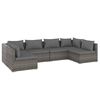 vidaXL 6 pcs conjunto lounge de jardim c/ almofad&otilde;es vime PE cinzento