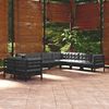 vidaXL 9 pcs conjunto lounge jardim c/ almofad&otilde;es pinho maci&ccedil;o preto