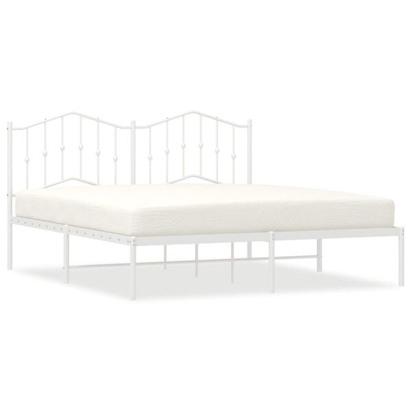 vidaXL Estrutura de cama com cabeceira 183x213 cm metal branco