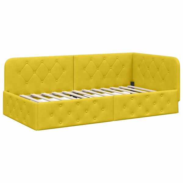 vidaXL Estrutura de Cama de Canto Amarelo 90 x 200 cm Veludo