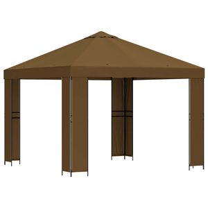 vidaXL Gazebo 3 x 3 m Cinzento-acastanhado Poli&eacute;ster e A&ccedil;o 190 gsm