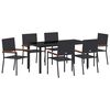 vidaXL Conjunto de Jantar para Jardim 7 unid. Preto vime PE