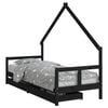 vidaXL Estrutura cama infantil c/ gavetas 80x200cm pinho maci&ccedil;o preto