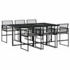 vidaXL 7 pcs conjunto de jantar p/ jardim c/ almofad&otilde;es vime PE preto