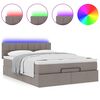 vidaXL Cama Otomana com Colch&atilde;o & LEDs Taupe 140x200 cm Tecido