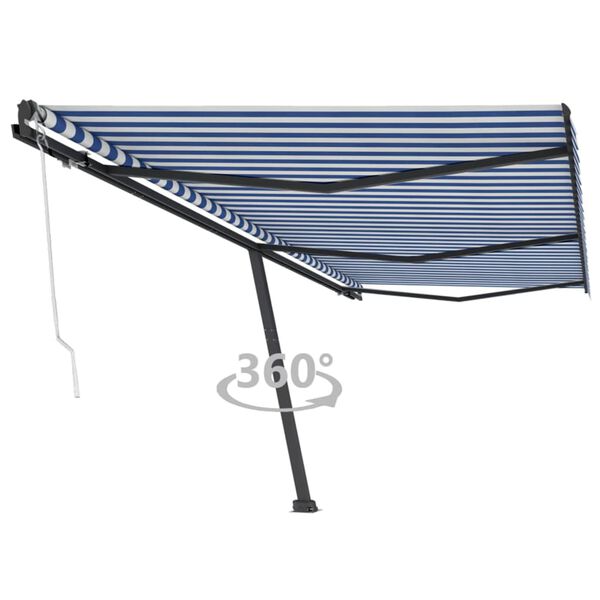 vidaXL Toldo autom&aacute;tico independente 600x300 cm azul e branco