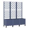vidaXL Vaso de Jardim com Treli&ccedil;a e Rodas Cinza Azul 120 x 40 x 146 cm