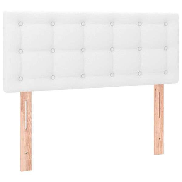 vidaXL Cabeceira de cama c/ LED couro artificial 80x5x78/88 cm branco
