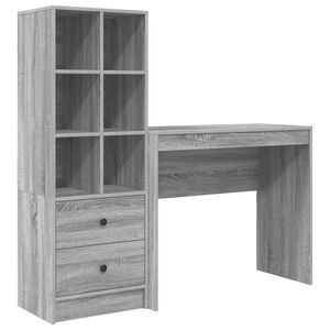 vidaXL Mesa com gaveta com prateleira 2 pcs Cinza Sonoma