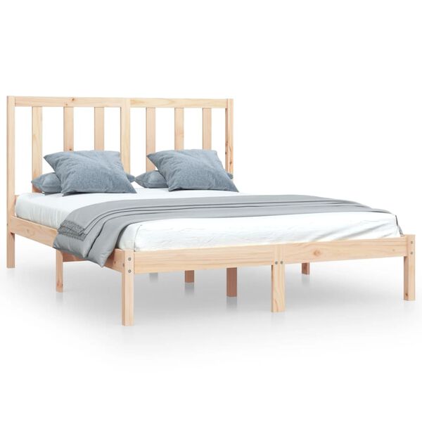vidaXL Estrutura de cama 140x190 cm pinho maci&ccedil;o