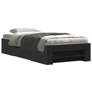 vidaXL Estrutura de cama 75x190 cm derivados de madeira preto