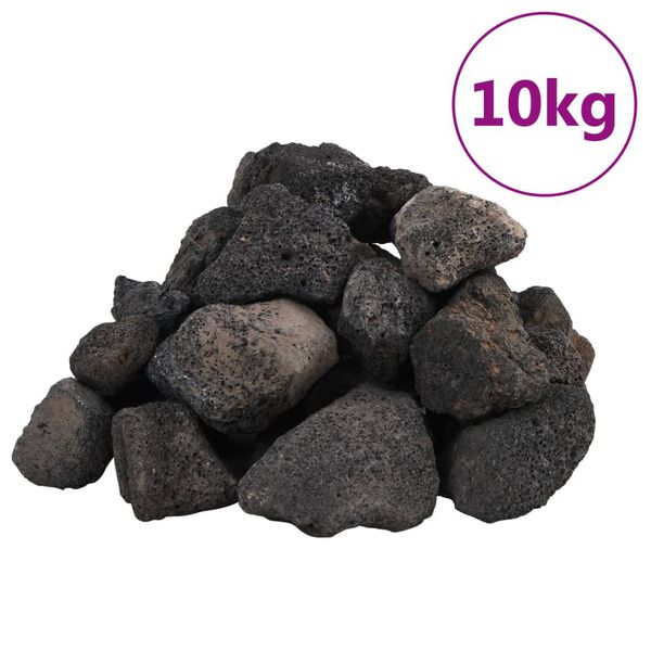vidaXL Pedras vulcânicas 10 kg 5-8 cm preto