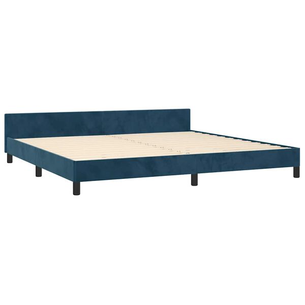 vidaXL Estrutura de cama sem colch&atilde;o 200x200 cm veludo azul-escuro