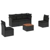 vidaXL 6 pcs conjunto sof&aacute;s de jardim c/ almofad&otilde;es vime PE preto