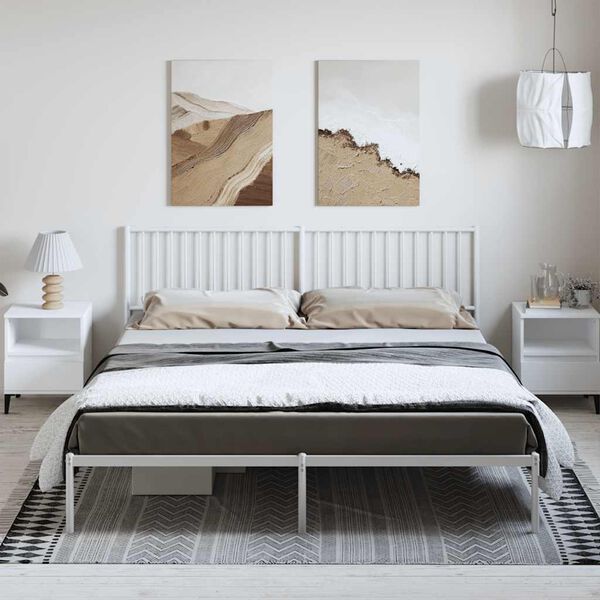 vidaXL Estrutura de cama com cabeceira 183x213 cm metal branco