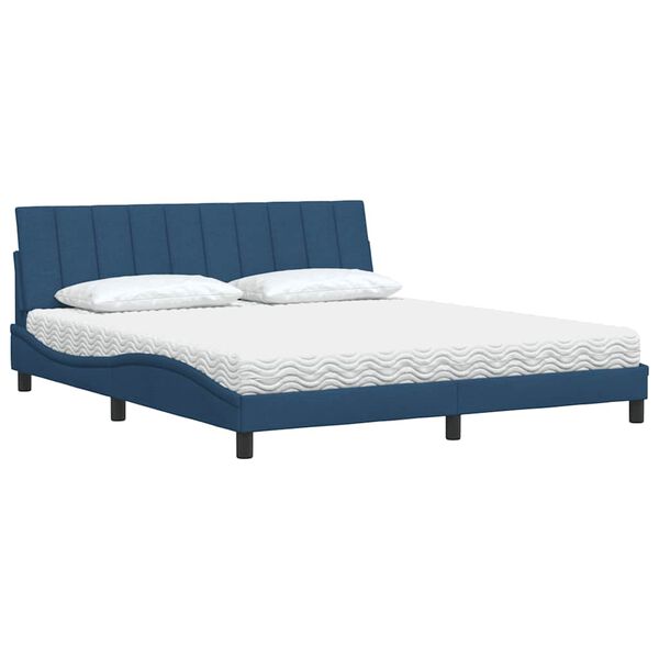 vidaXL Cama com colch&atilde;o Hanko 180x200 cm tecido azul