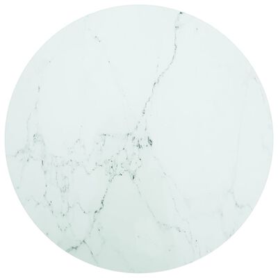 vidaXL Tampo mesa Ø80x1 cm vidro temperado design mármore branco