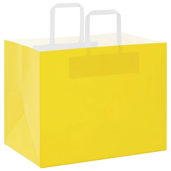 vidaXL Sacos de papel 250 unid com al&ccedil;as amarelo 32x22x24 cm