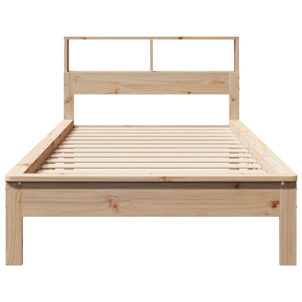 vidaXL Cama com estante sem colch&atilde;o 90x200 cm pinho maci&ccedil;o