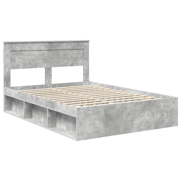 vidaXL Estrutura da Cama com cabeceira Concreto 140 x 190 cm