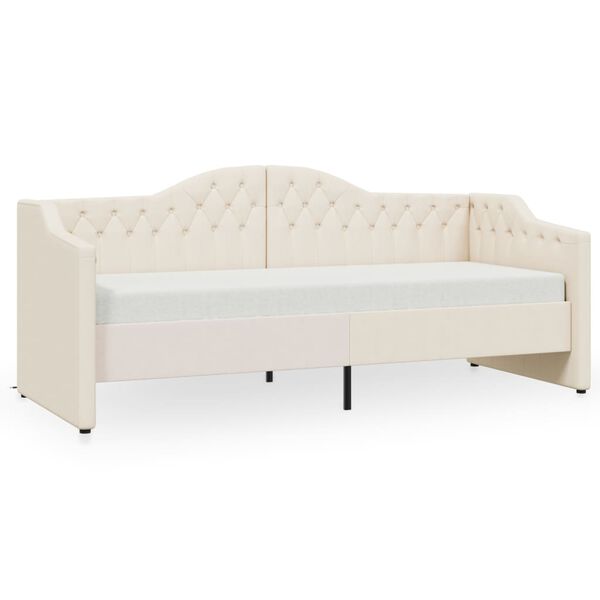 vidaXL Sof&aacute;-cama c/ colch&atilde;o e sa&iacute;da USB 90x200 cm tecido cor creme
