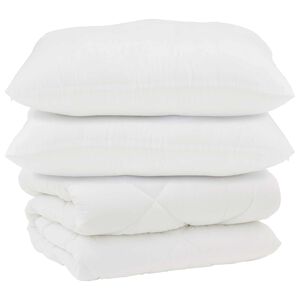 vidaXL Duvet com Travesseiros 3 pcs Branco Microfibra e Penas de Ganso